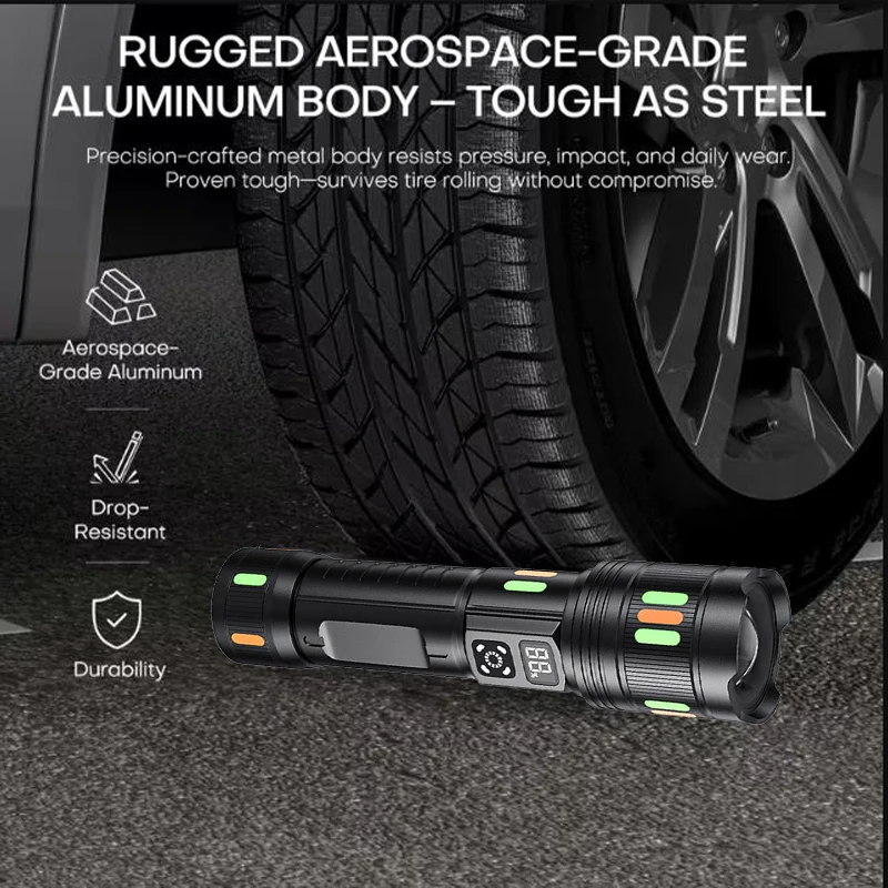 Rechargeable LED Flashlight Zoomable Aluminum Alloy Torch 3 Modes Waterproof High Power Hand Toch Light Outdoor Camping