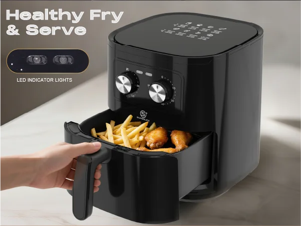 SUPERLEX 5L Air Fryer with Smart Touch Display Adjustable Thermostat 1450W Adjustable Temperature 8 Preset Cooking Modes Cooker