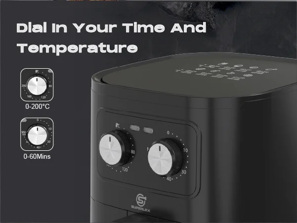 SUPERLEX 5L Air Fryer with Smart Touch Display Adjustable Thermostat 1450W Adjustable Temperature 8 Preset Cooking Modes Cooker