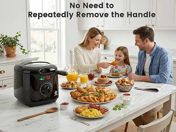 SUPERLEX 2L Electric Deep Fat Fryer 1300W Compact Deep Fryer with Viewing Window, Adjustable Temperature Control, Removable Fry Basket, Easy Clean Mini Fryer for Home Cooking Chips, Fried Snacks