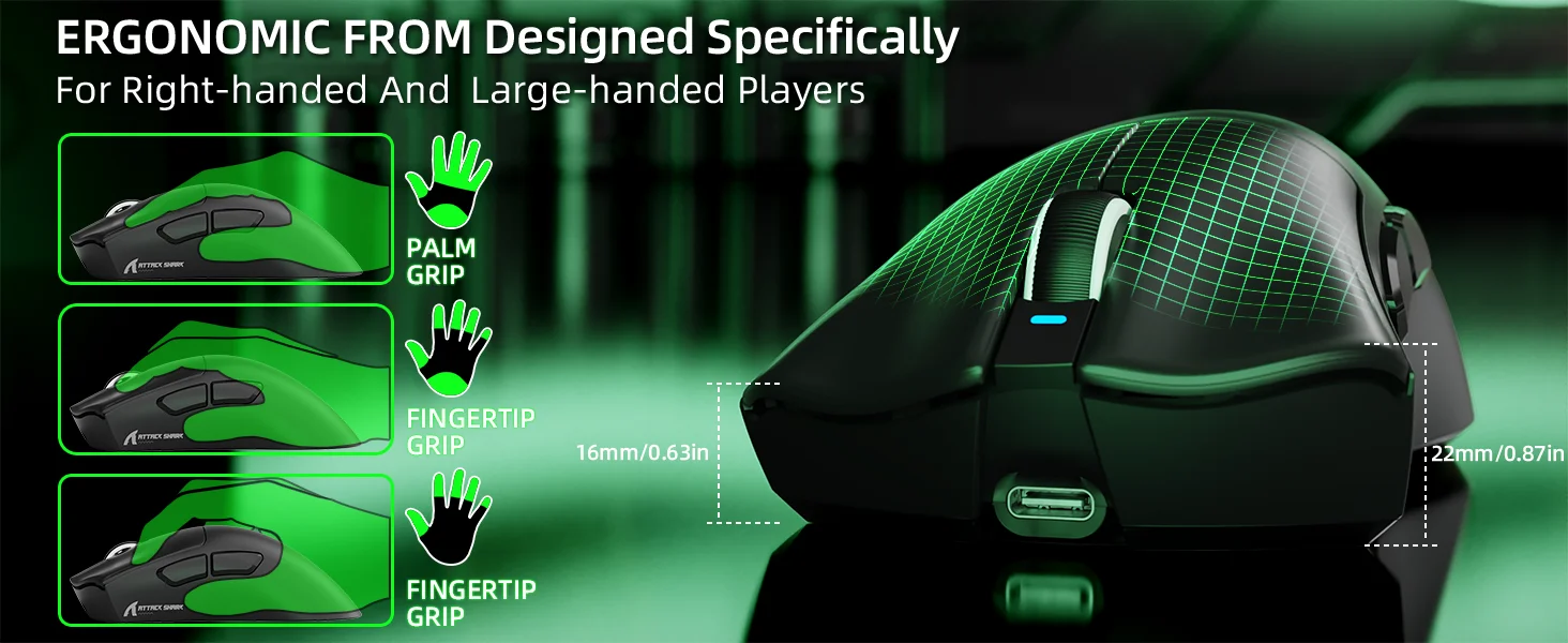 ATTACK SHARK V3 Wireless Gaming Mouse, 65g Ultra Lightweight, 25K DPI PAW3311 Optical Sensor, 1K Polling, 2.4G/BT/USB Wired