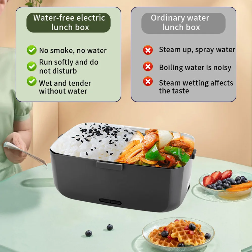 New Electric Lunch Box Portable With Thermal Bag 2L No Added Water Food Heater Box Bento Warmer for Travel Car Truck Home Office