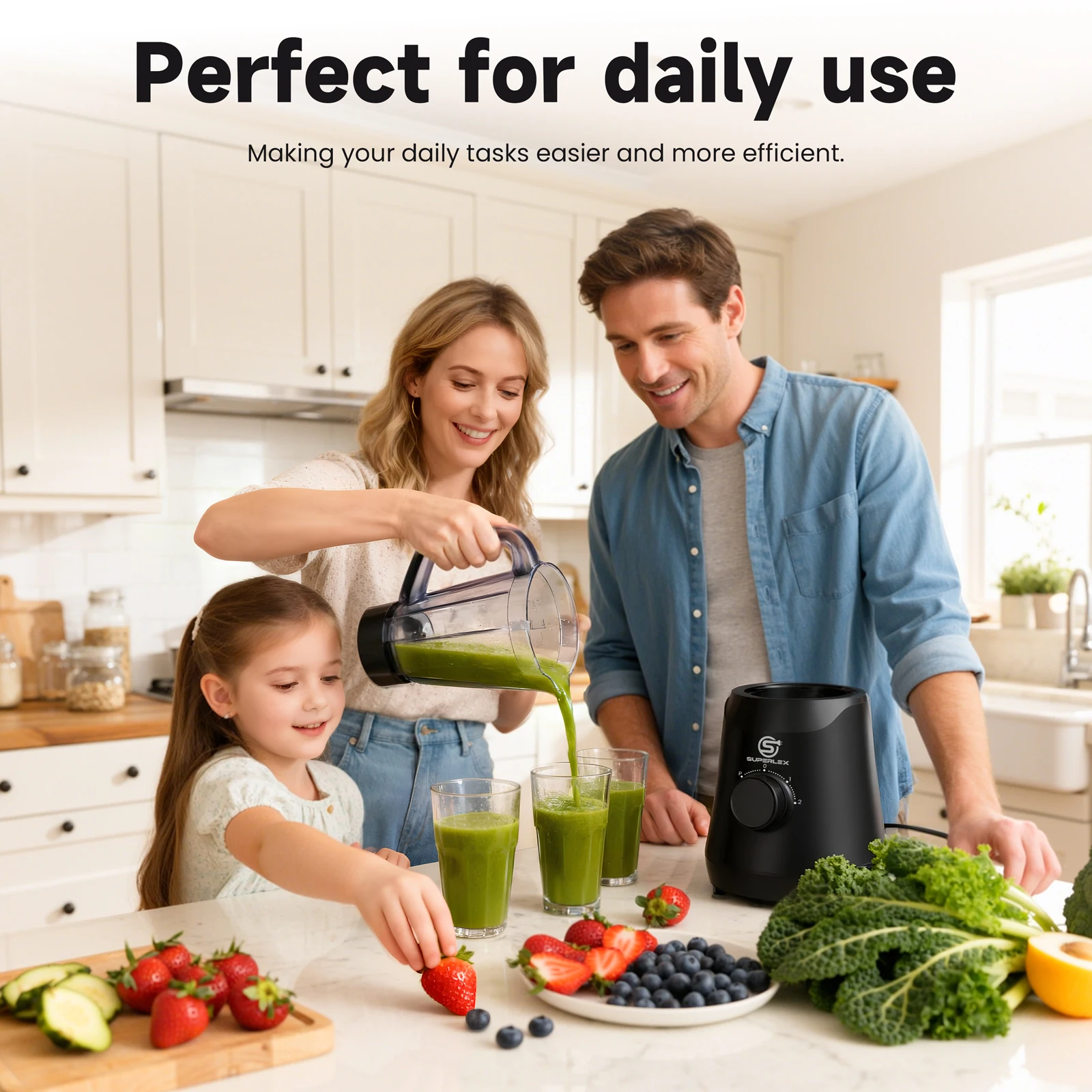 SUPERLEX 500W 2 in 1 Blender With 1.5L Glass Jar Powerful Performance 2 Speeds With Chopping Kneading Grinding Blender Fruit Mix
