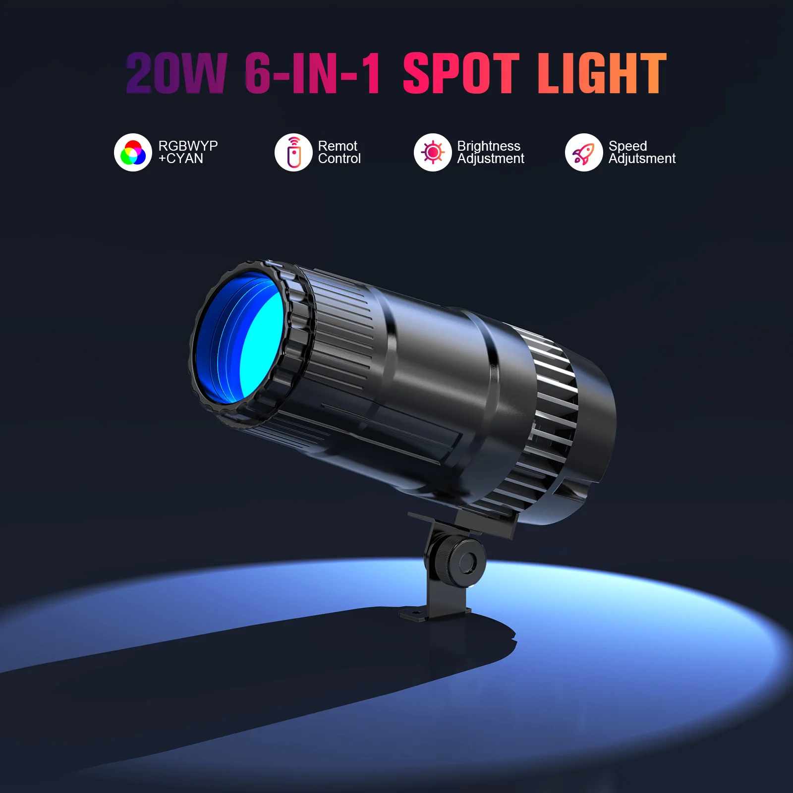 Leleght 4Pcs 20W Pinspot Lights With Remote Control RGBW LED Beam Spotlight Dimmable Disco Stage Lights For Wedding Party Club