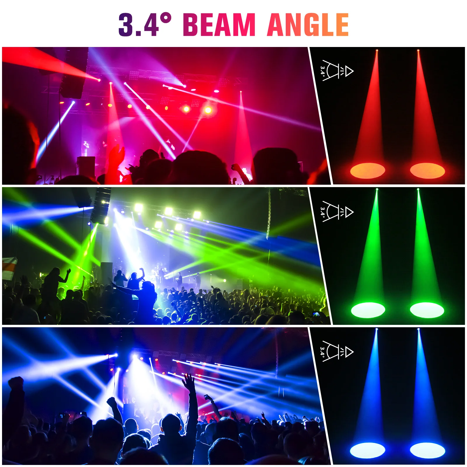 Leleght 4Pcs 20W Pinspot Lights With Remote Control RGBW LED Beam Spotlight Dimmable Disco Stage Lights For Wedding Party Club