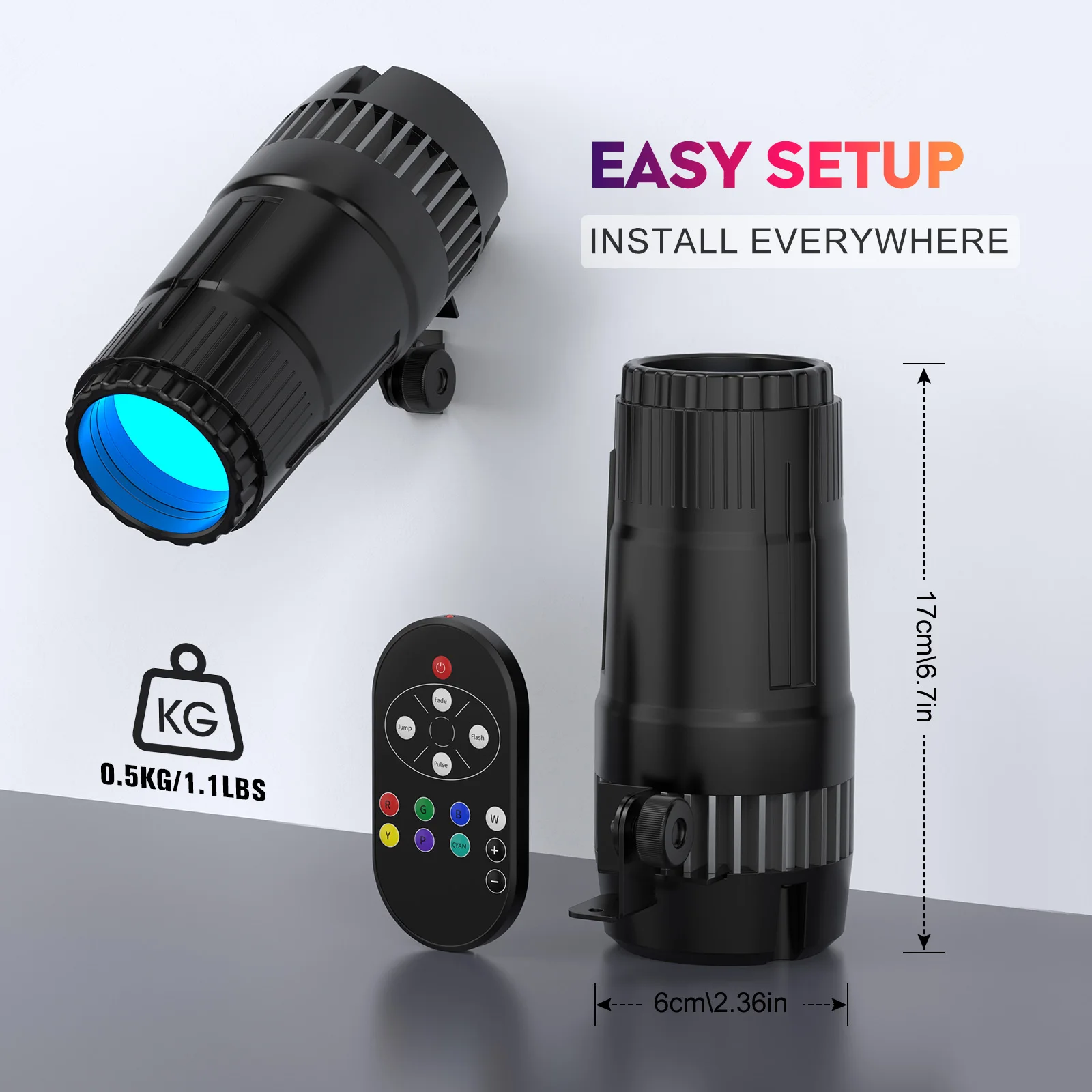 Leleght 4Pcs 20W Pinspot Lights With Remote Control RGBW LED Beam Spotlight Dimmable Disco Stage Lights For Wedding Party Club