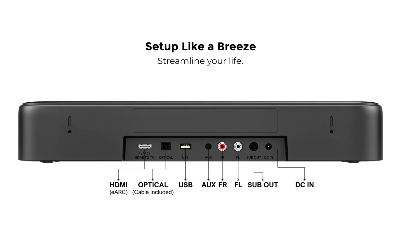 ULTIMEA Aura A60 7.1ch Sound Bar with Dolby Atmos Surround Sound System for TV with 4 Black Surround Speakers for Home Theater