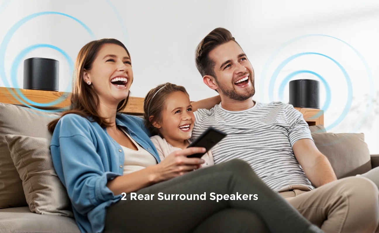 ULTIMEA Aura A60 7.1ch Sound Bar with Dolby Atmos Surround Sound System for TV with 4 Black Surround Speakers for Home Theater