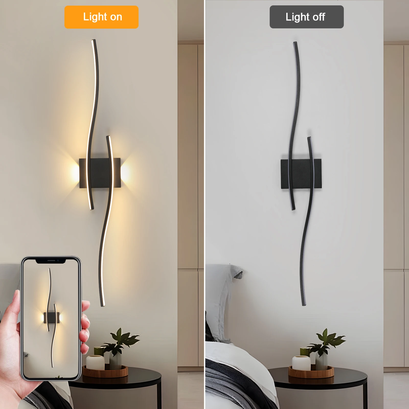Indoor Wall Light,Creatively Modern LED Wall Lamp 27W 3000LM,Warm White 3000K,Acrylic LED Wall Lights for Bedroom