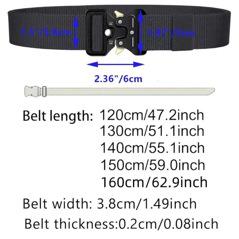 Large Size 160CM 120CM Nylon Belt - Military Automatic Buckle Outdoor Hunting Multi-functional Tactical Men's Leather Belt