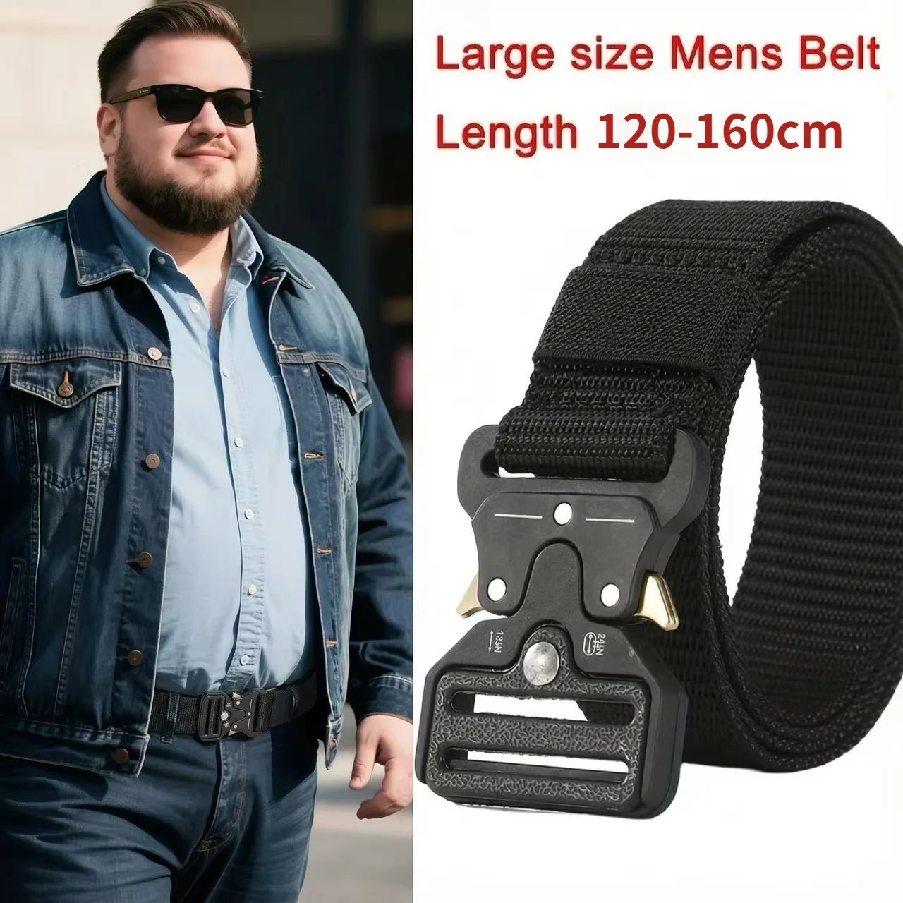 Large Size 160CM 120CM Nylon Belt - Military Automatic Buckle Outdoor Hunting Multi-functional Tactical Men's Leather Belt