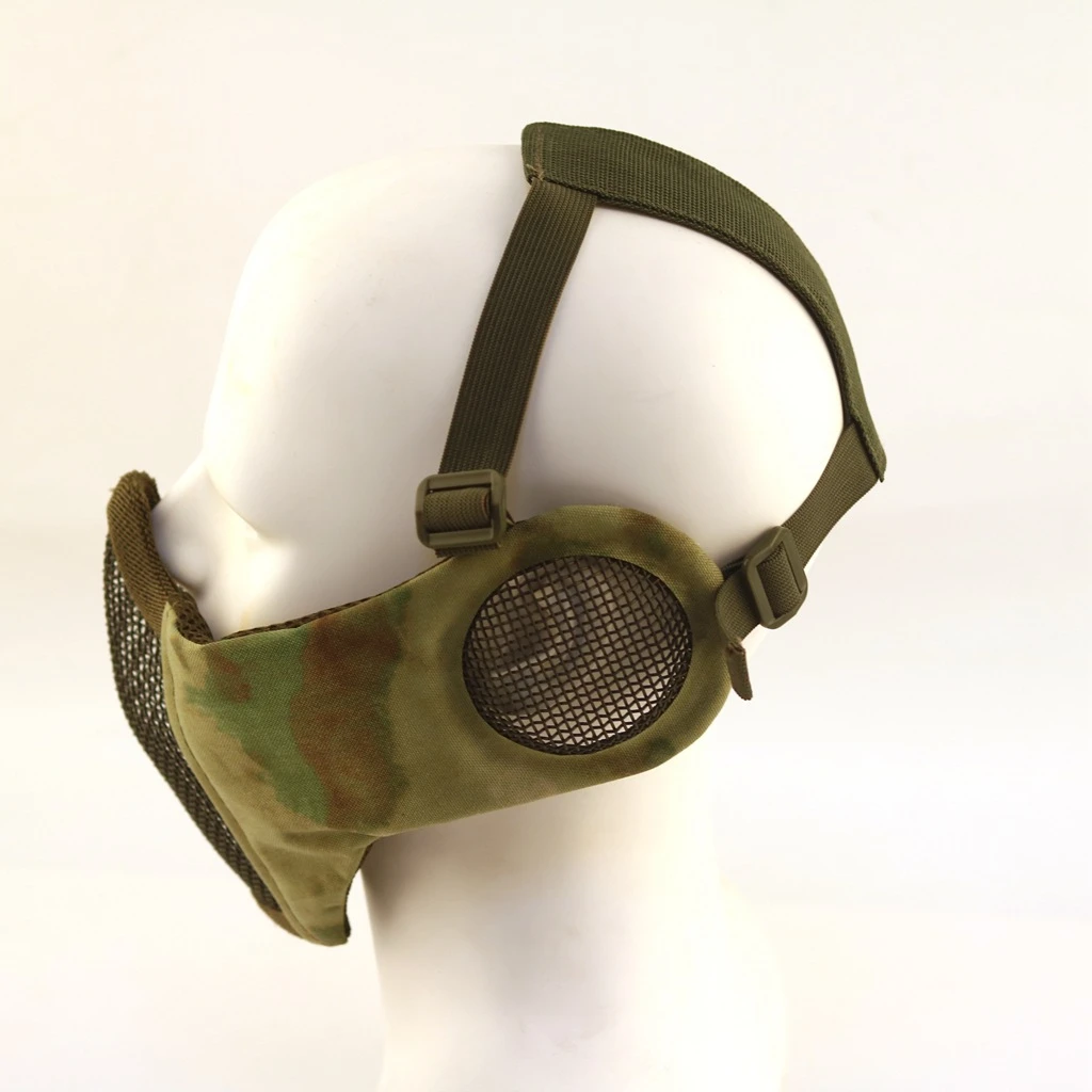Tactical Airsoft Mask Half Face Paintball Shooting CS Foldable Steel Mesh Mask With Ear Protection Militar Hunting Cosplay Mask