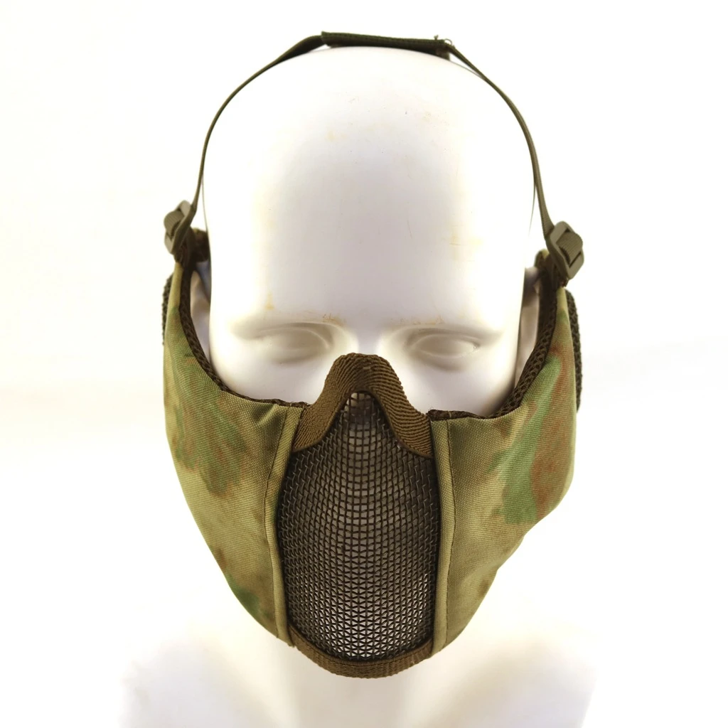 Tactical Airsoft Mask Half Face Paintball Shooting CS Foldable Steel Mesh Mask With Ear Protection Militar Hunting Cosplay Mask