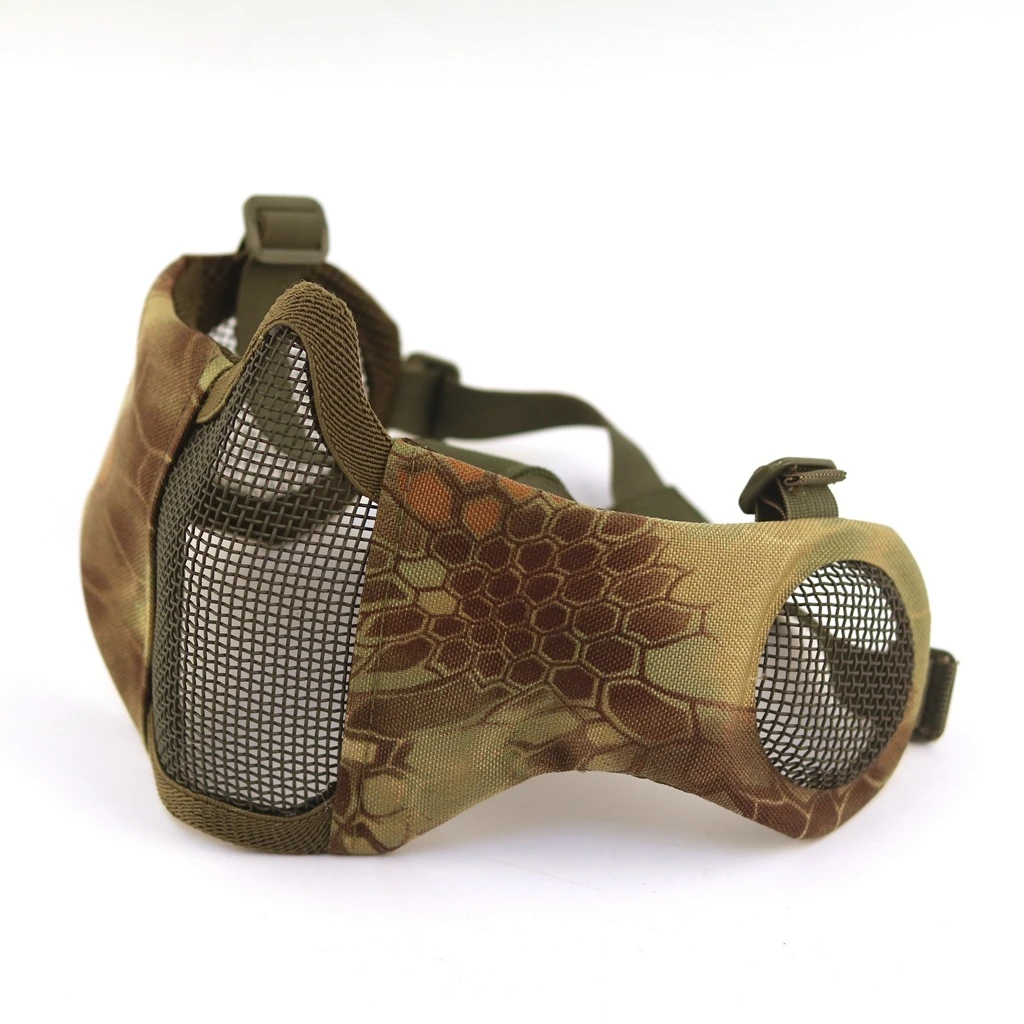 Tactical Airsoft Mask Half Face Paintball Shooting CS Foldable Steel Mesh Mask With Ear Protection Militar Hunting Cosplay Mask