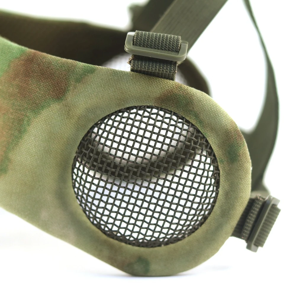 Tactical Airsoft Mask Half Face Paintball Shooting CS Foldable Steel Mesh Mask With Ear Protection Militar Hunting Cosplay Mask