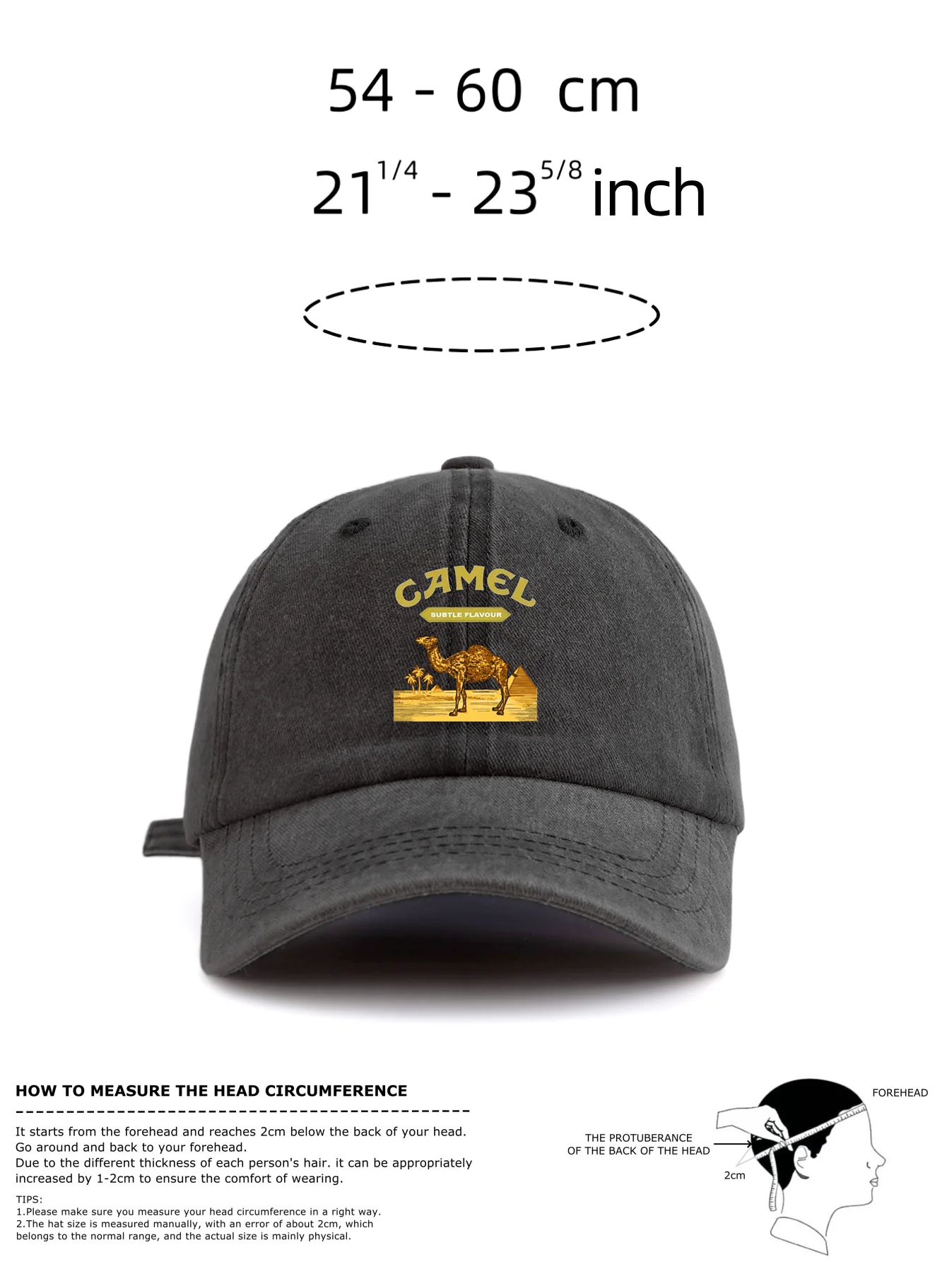 1pc Camel Print Washed Baseball Cap for Adults, Minimalist Retro Style Casual Soft Adjustable Dad Hat, Perfect As Gift