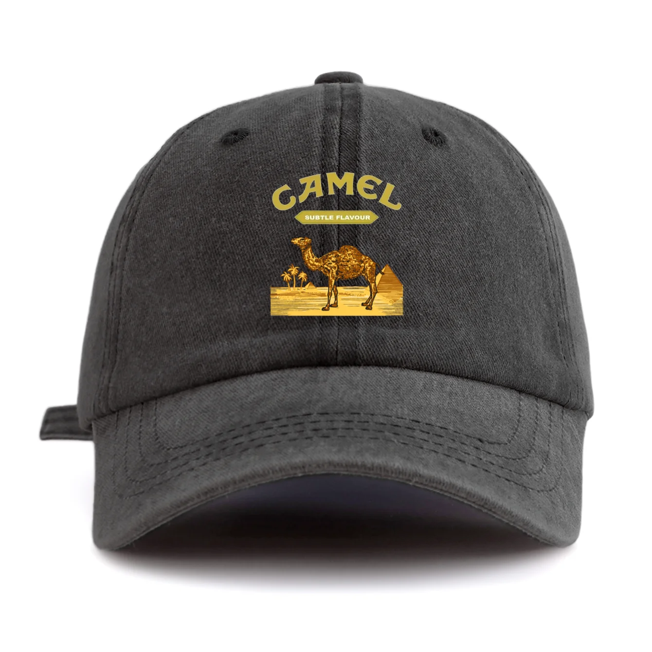 1pc Camel Print Washed Baseball Cap for Adults, Minimalist Retro Style Casual Soft Adjustable Dad Hat, Perfect As Gift