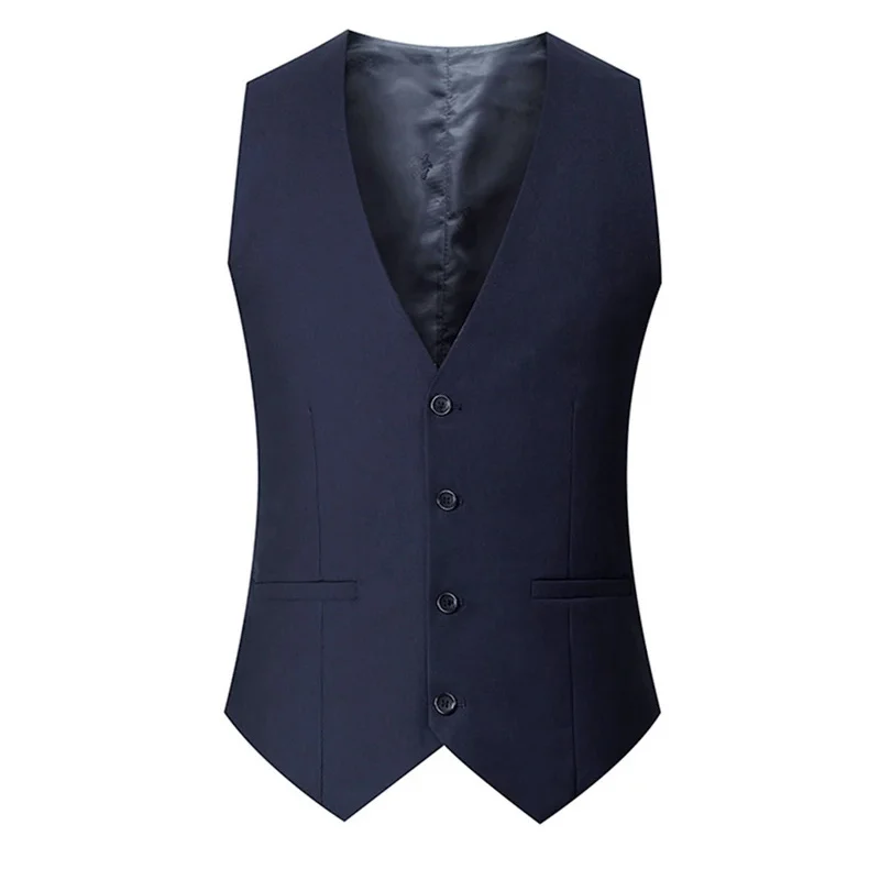 M-7XL Spring/summer Man Suit Vest Sleeveless Vest with Adjustable Waist Single Breasted Solid Color Business Suit Vest Wedding