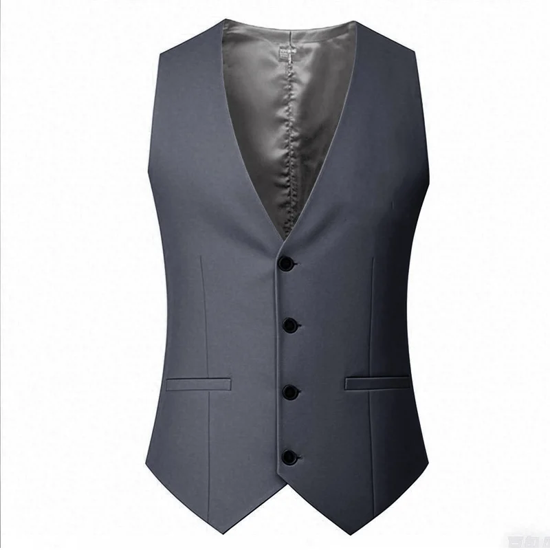 M-7XL Spring/summer Man Suit Vest Sleeveless Vest with Adjustable Waist Single Breasted Solid Color Business Suit Vest Wedding