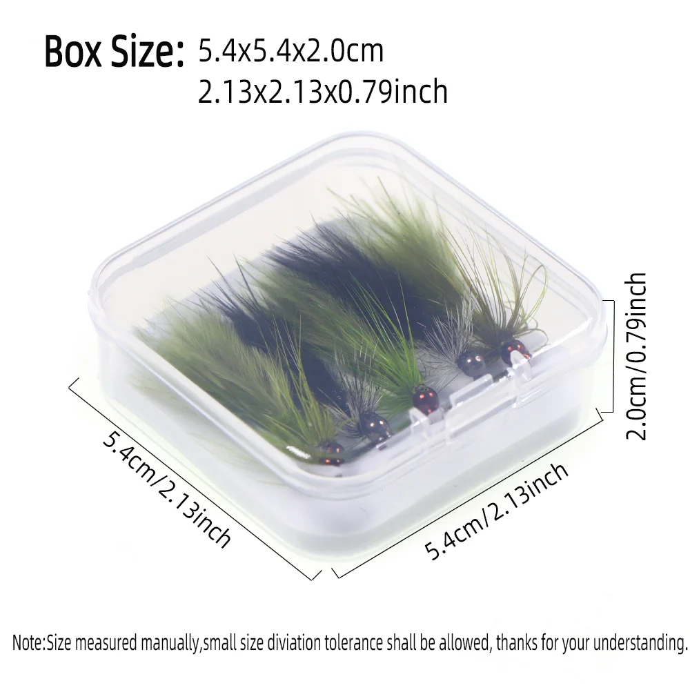 5pcs #12 Tungsten Bead Head Woolly Bugger Barbless Jig Nymph Streamers Fly for Trout Salmon Pike Bass Fishing Lure Baits