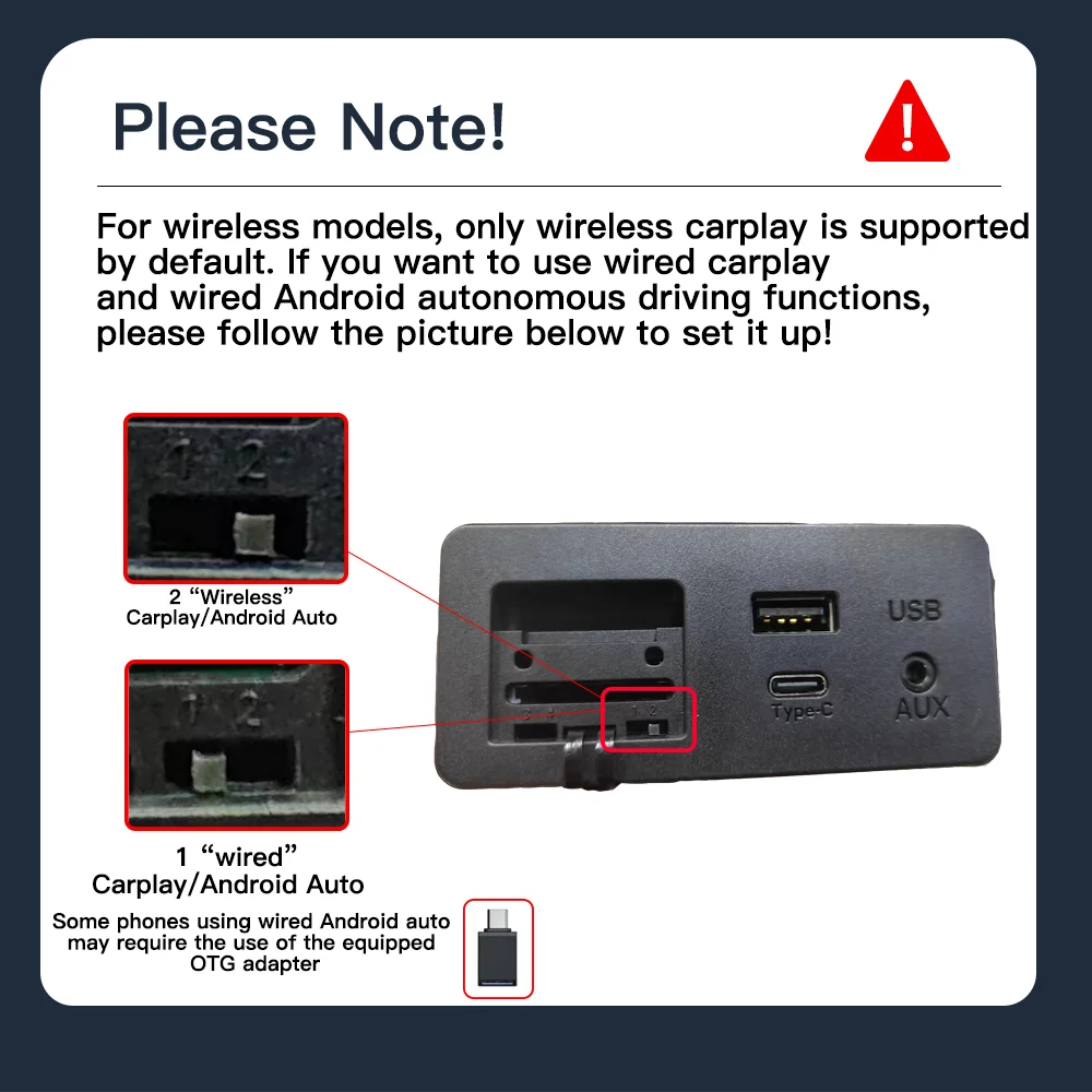 TYPE-C For Mazda P2.1 Wired or P3.1 Wireless carplay Android Auto adapter Demio Miata USB HUB 2 3 6 CX3 CX5 CX8 CX9 Retrofit Kit