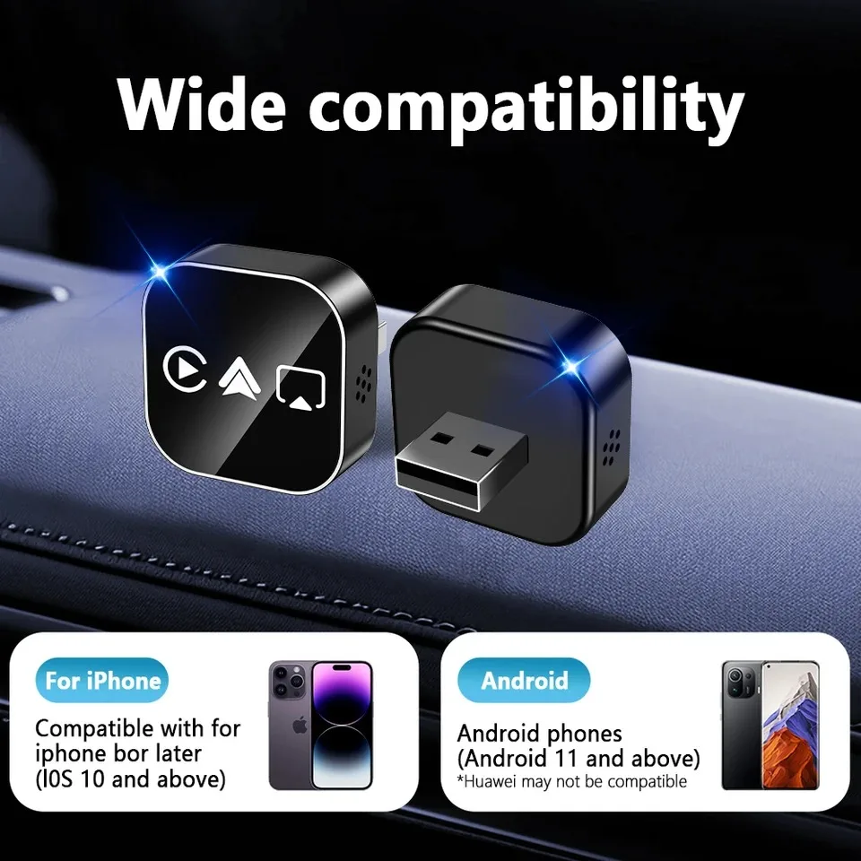 2026 Upgrade 4 In1 Wired to Wireless CarPlay Android Auto AirPlay Mirror Link Stable Bluetooth Adapter For Audi Benz Toyota VW