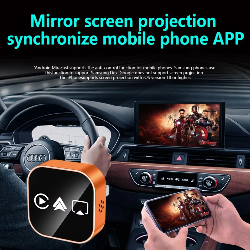 2026 Upgrade 4 In1 Wired to Wireless CarPlay Android Auto AirPlay Mirror Link Stable Bluetooth Adapter For Audi Benz Toyota VW