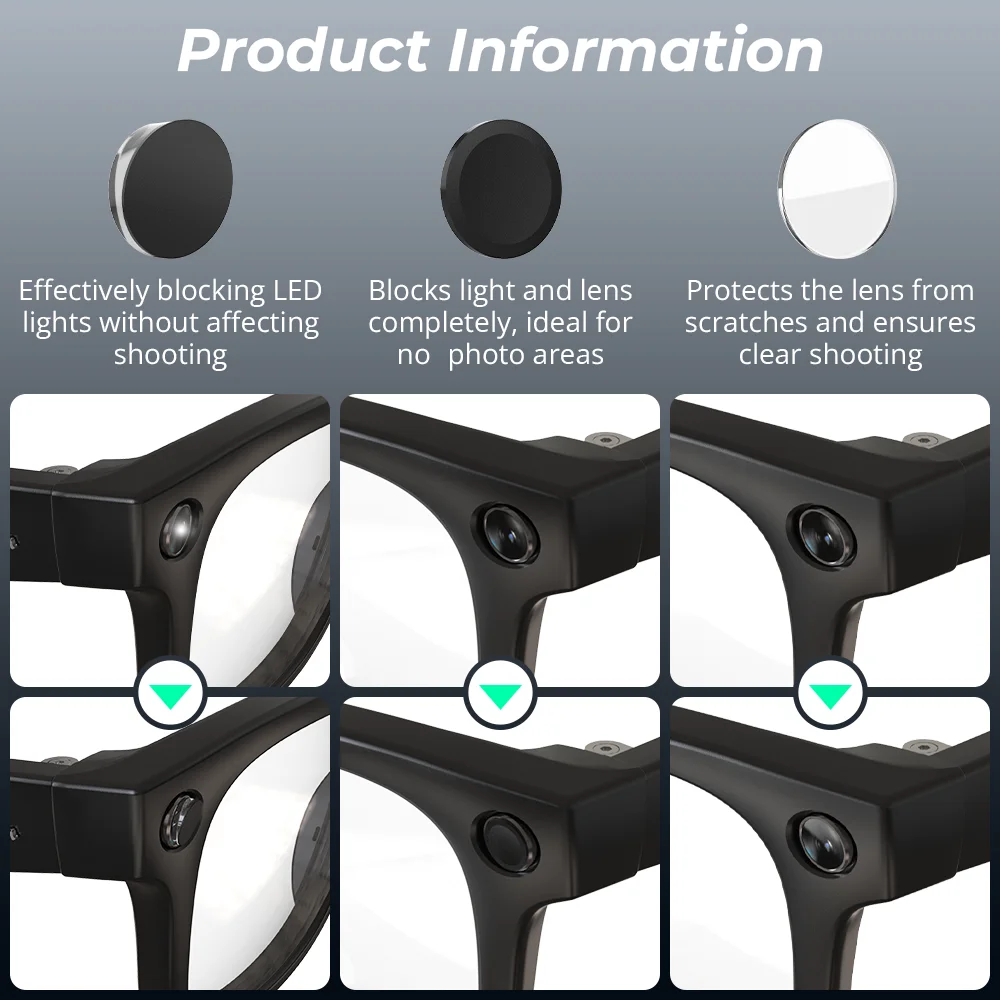 HIBloks LED Anti Glare Stickers Set For Ray-Ban Meta Gen 2 Wayfarer/Skyler/Headliner/Oakley Meta HSTN Smart Glasses Accessories