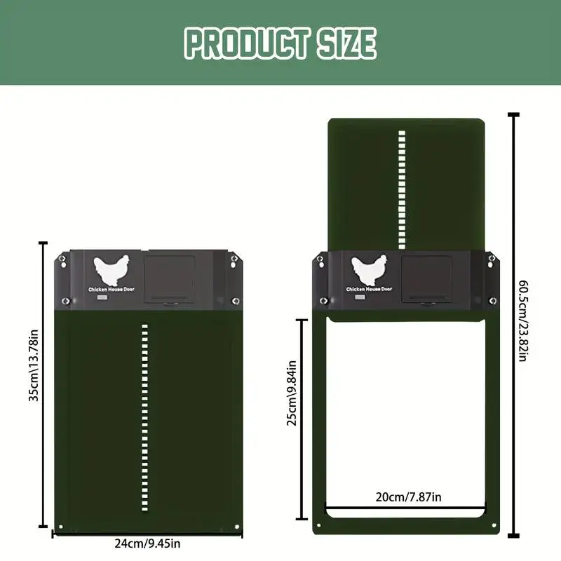 Automatic Chicken Coop Door Chicken House Door Light Sensor Farm Chicken Opener Pets Duck Cage Door Supplies Battery Powered