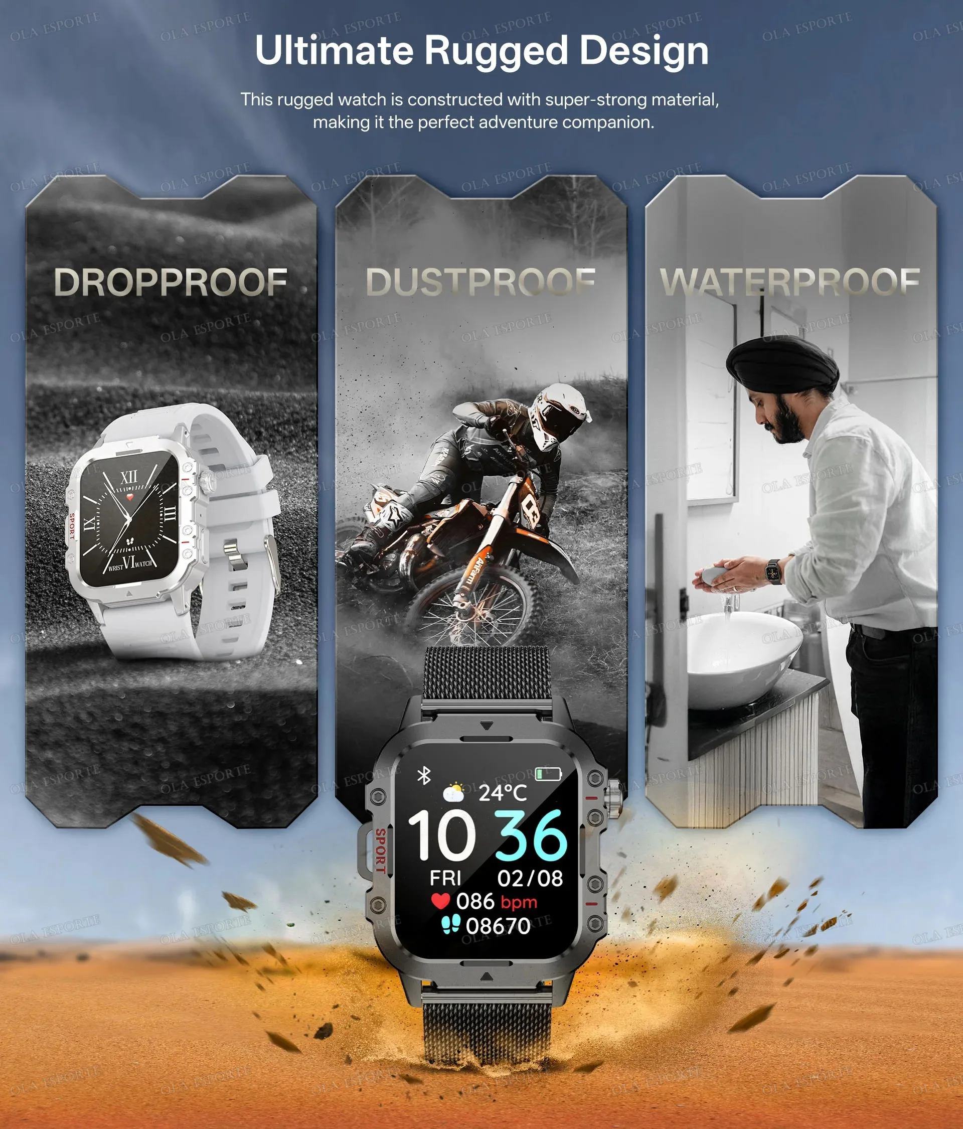 2026 New Military-grade Smart Watch Men GPS Flashlight 3ATM Waterproof Watch Bluetooth Call 100+Sport Outdoor Smartwatch Pk HT30