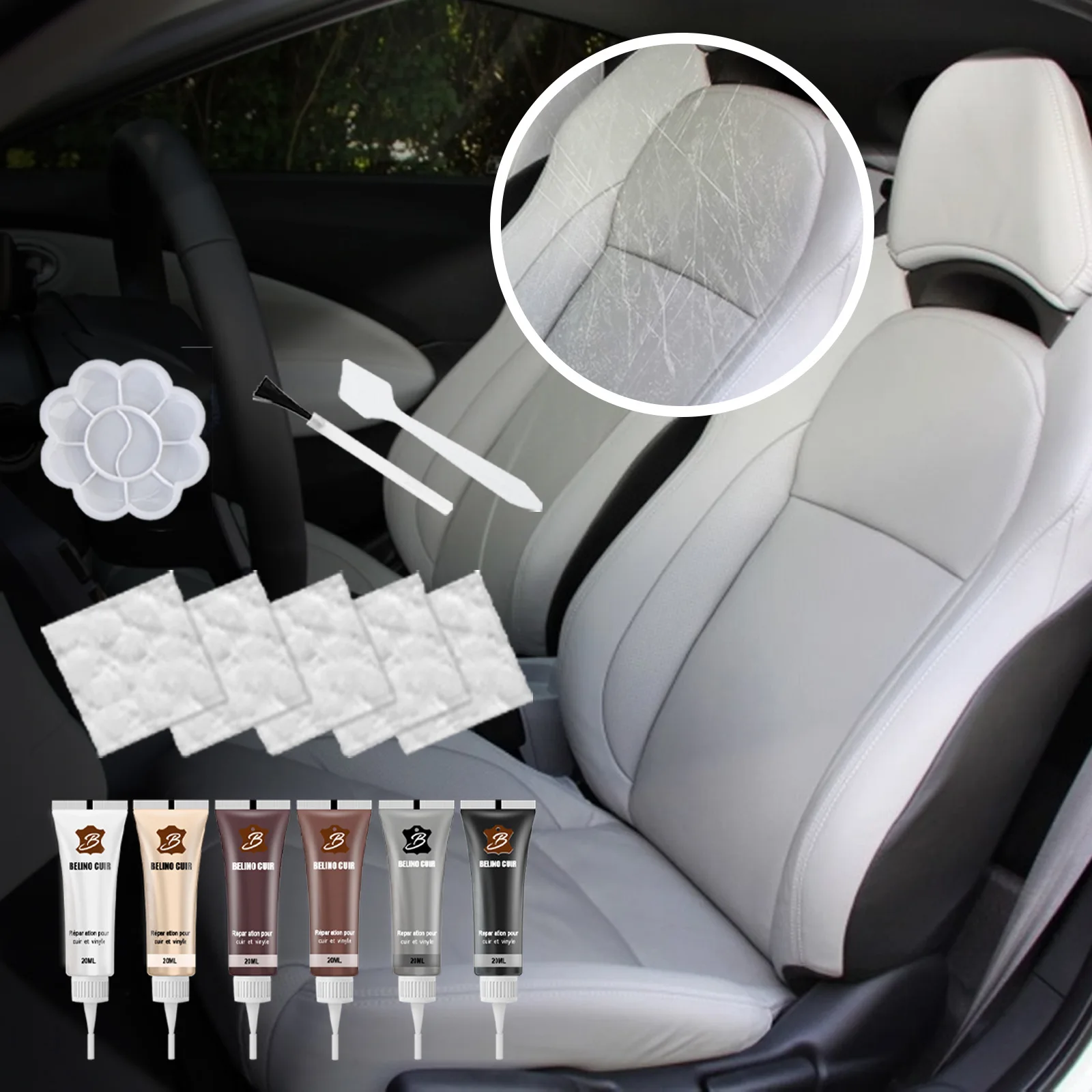 20ml Car Leather Repair Paste Filler Car Seat Leather Complementary Refurbishing Paste Sofa Coats Scratch Cracks Restoration