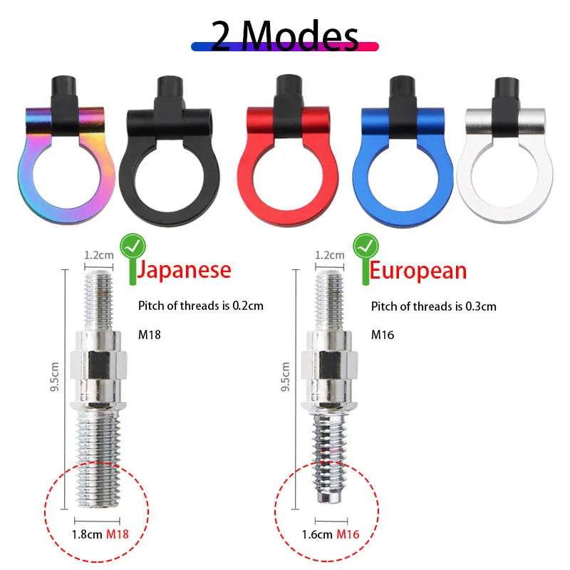 Colors Universal Racing Tow Hook Front Rear Car Trailer Hook Car Traction Hook M16 for European Cars M18 for Japanese Cars