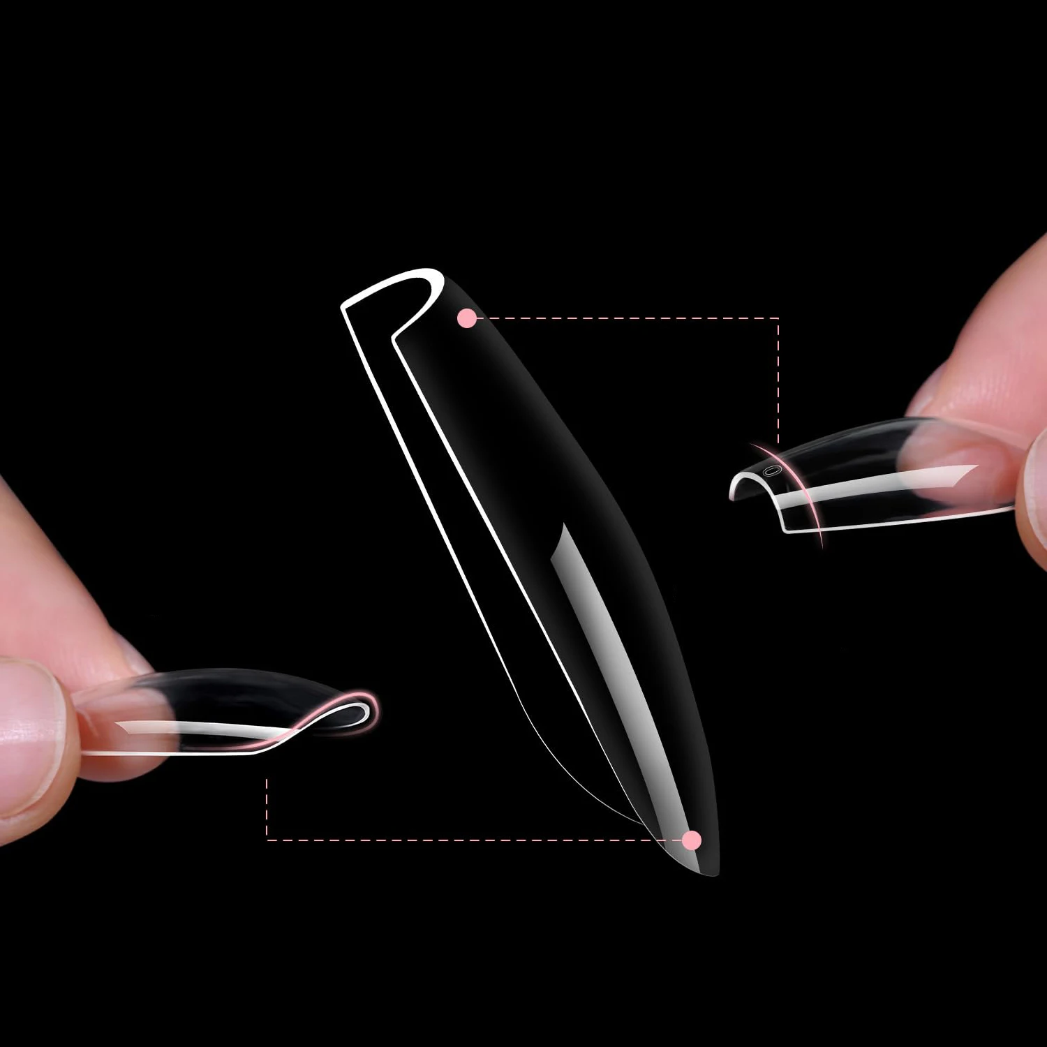 600pcs/box Clear Nail Tips Set, Medium/Long Coffin, Square, Almond, Stiletto, Oval, Round Shape, 10/12 Sizes, Press On Nails, Ma