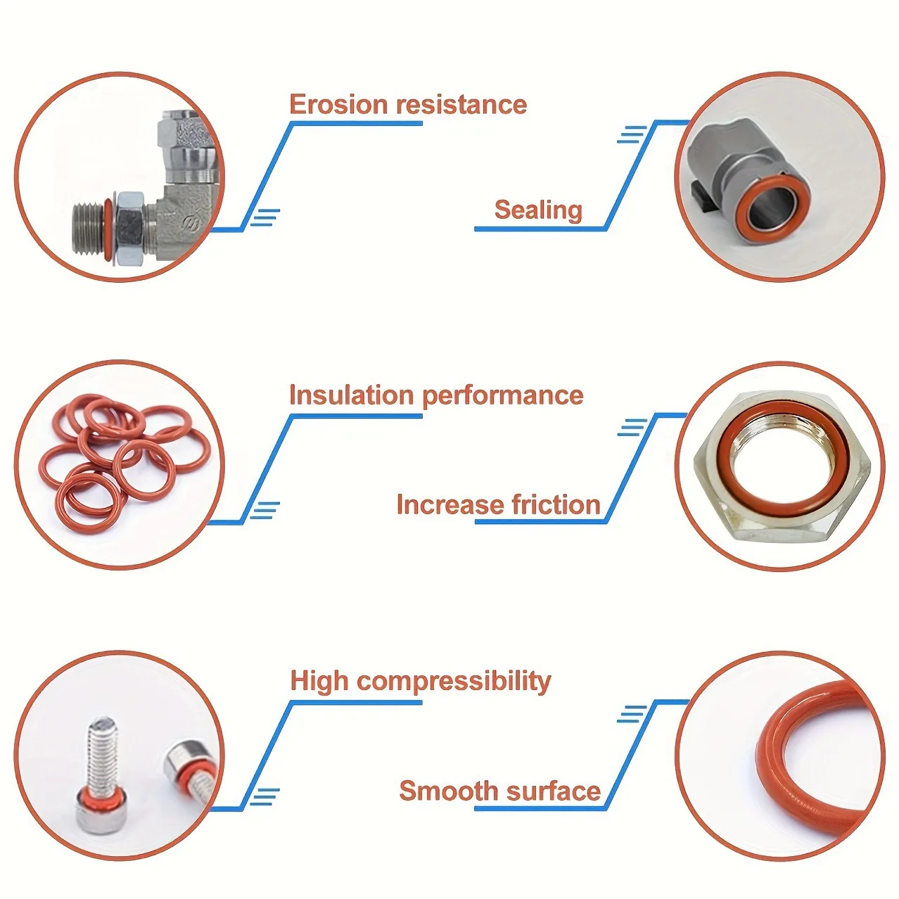 702/351pcs Silicone O-ring Set 10 Sizes Oil Heat Resistant Suitable For Cars Pipelines Circular rubber Sealing Ring Gasket Pad
