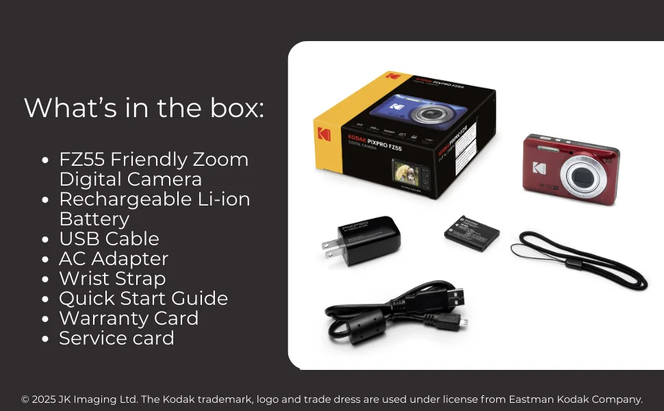 Original KODAK PIXPRO FZ55 Digital Camera 16MP 5X Zoom 1080P Vlogging Compact Point & Shoot with 32GB SD Card Case Gift Kit