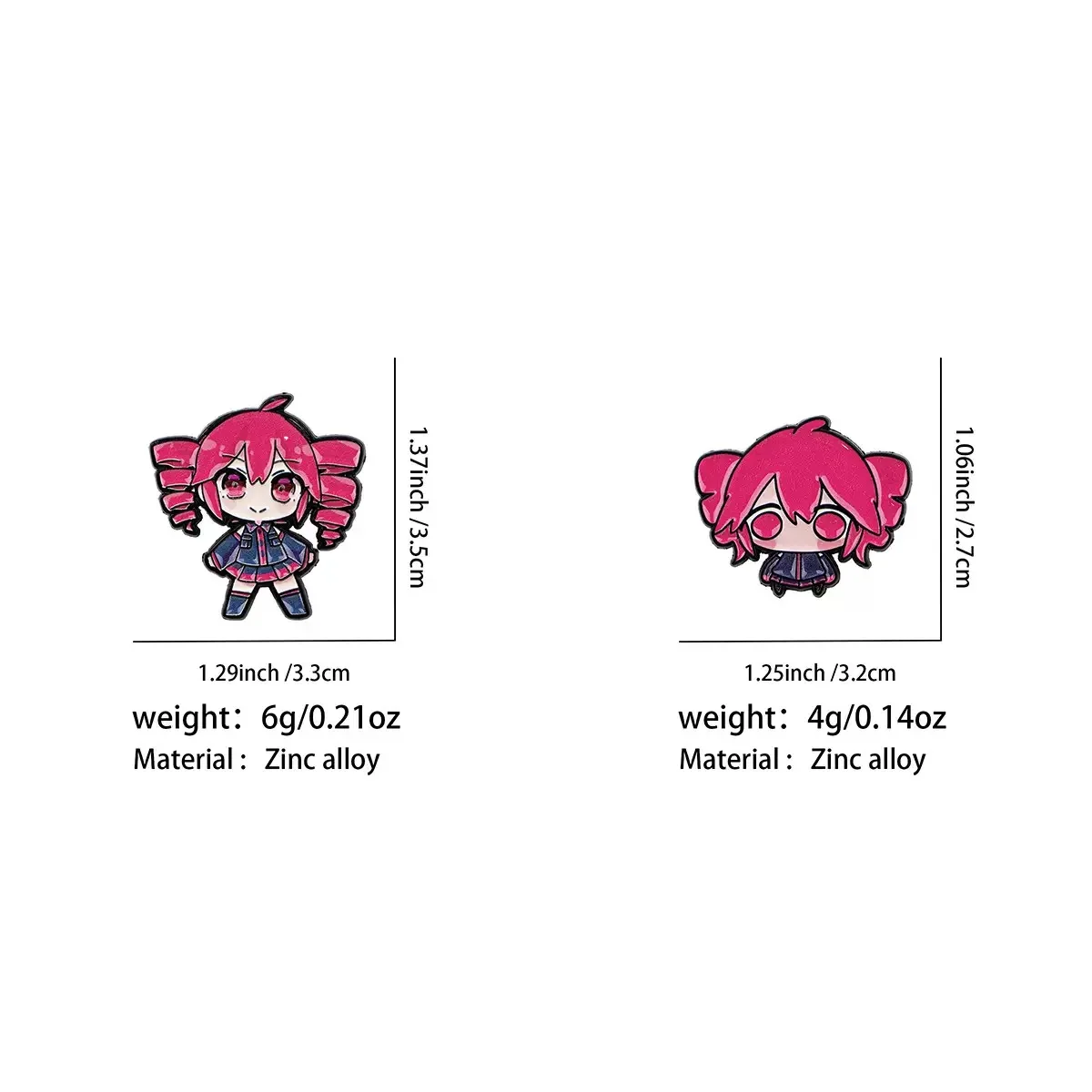 2pcs Anime Kasane Teto Enamel Pin Cartoon Characters Cute Girl Brooch Manga Badges for Backpack Clothes Lapel Decorative Props