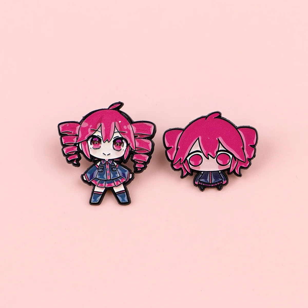 2pcs Anime Kasane Teto Enamel Pin Cartoon Characters Cute Girl Brooch Manga Badges for Backpack Clothes Lapel Decorative Props