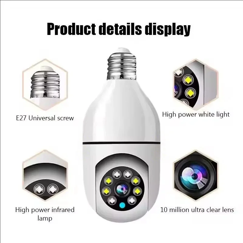 Bulb E27 Surveillance Camera Full Color Night Vision Automatic Human Tracking Zoom Indoor Security Monitor Wifi Miini IP Camera