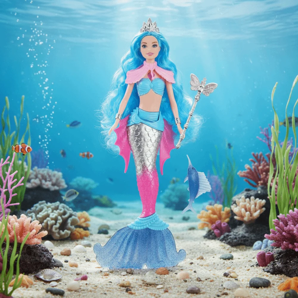 Cute Soft Light Light Music Mermaid 32cm Gentle Music Playhouse Toy Cartoon Children Gift Children Play
