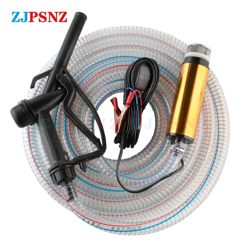 Portable Electric Submersible Pump 12V 24V Diesel Oil Water Sewage Water Transfer Pump Fuel Pump Kit for Car Camping Fishing RV