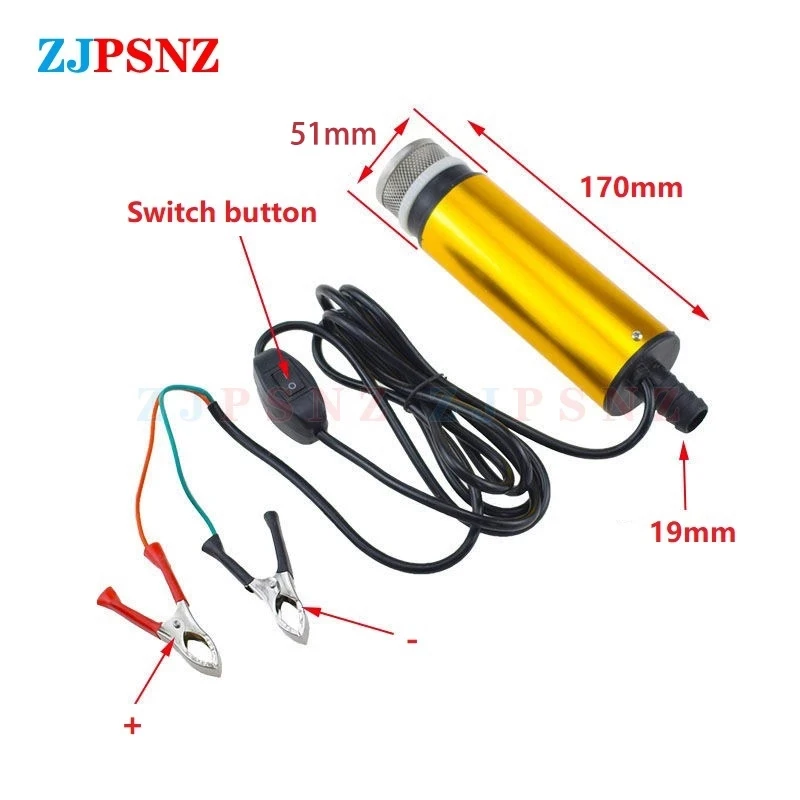 Portable Electric Submersible Pump 12V 24V Diesel Oil Water Sewage Water Transfer Pump Fuel Pump Kit for Car Camping Fishing RV