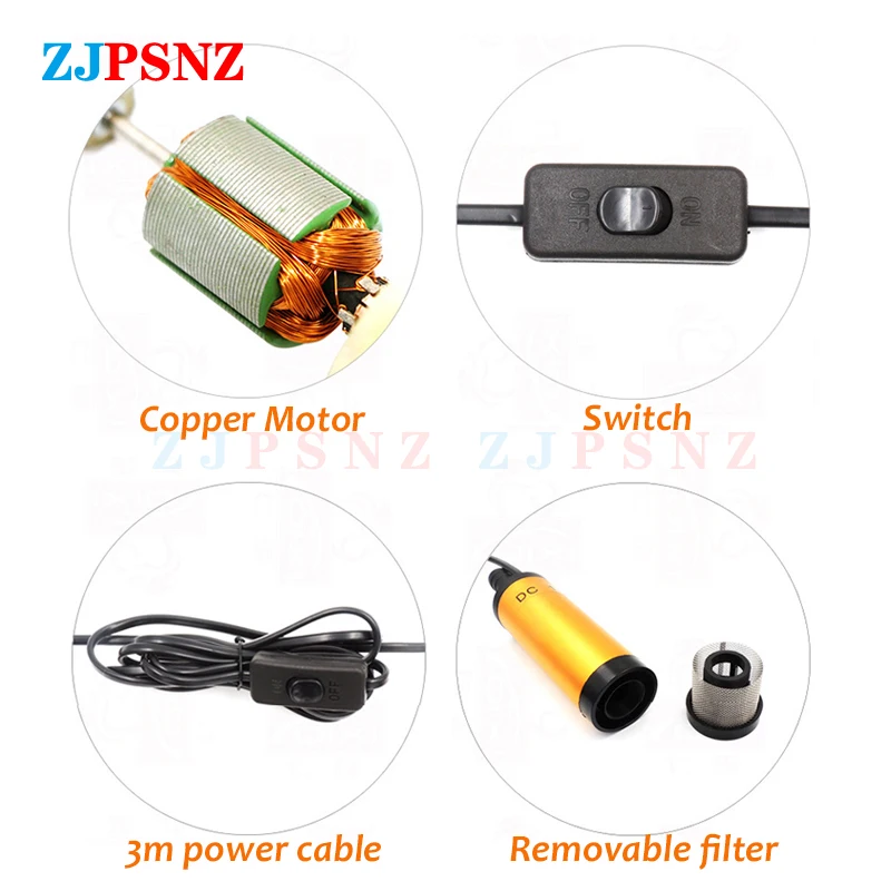 Portable Electric Submersible Pump 12V 24V Diesel Oil Water Sewage Water Transfer Pump Fuel Pump Kit for Car Camping Fishing RV
