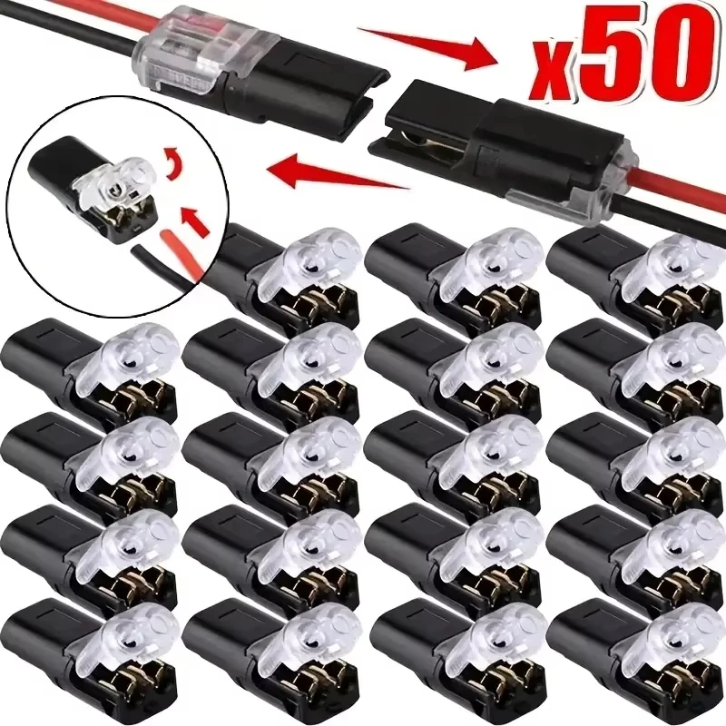 100pcs Electric Wire Connector No Strip Quick Dual Line Cable Interconnection Detachable Automotive Terminal Plug