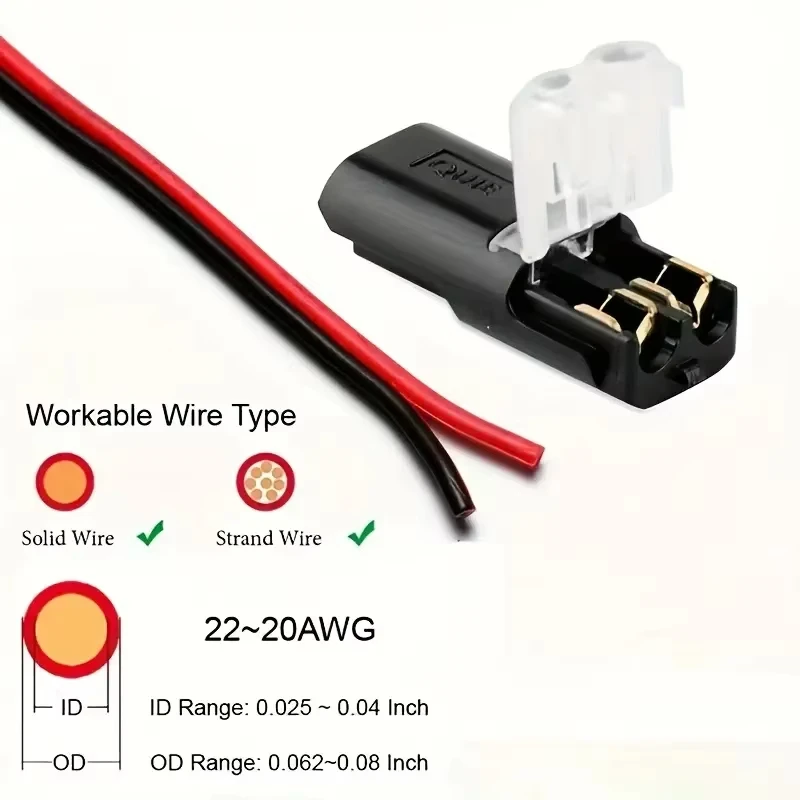 100pcs Electric Wire Connector No Strip Quick Dual Line Cable Interconnection Detachable Automotive Terminal Plug