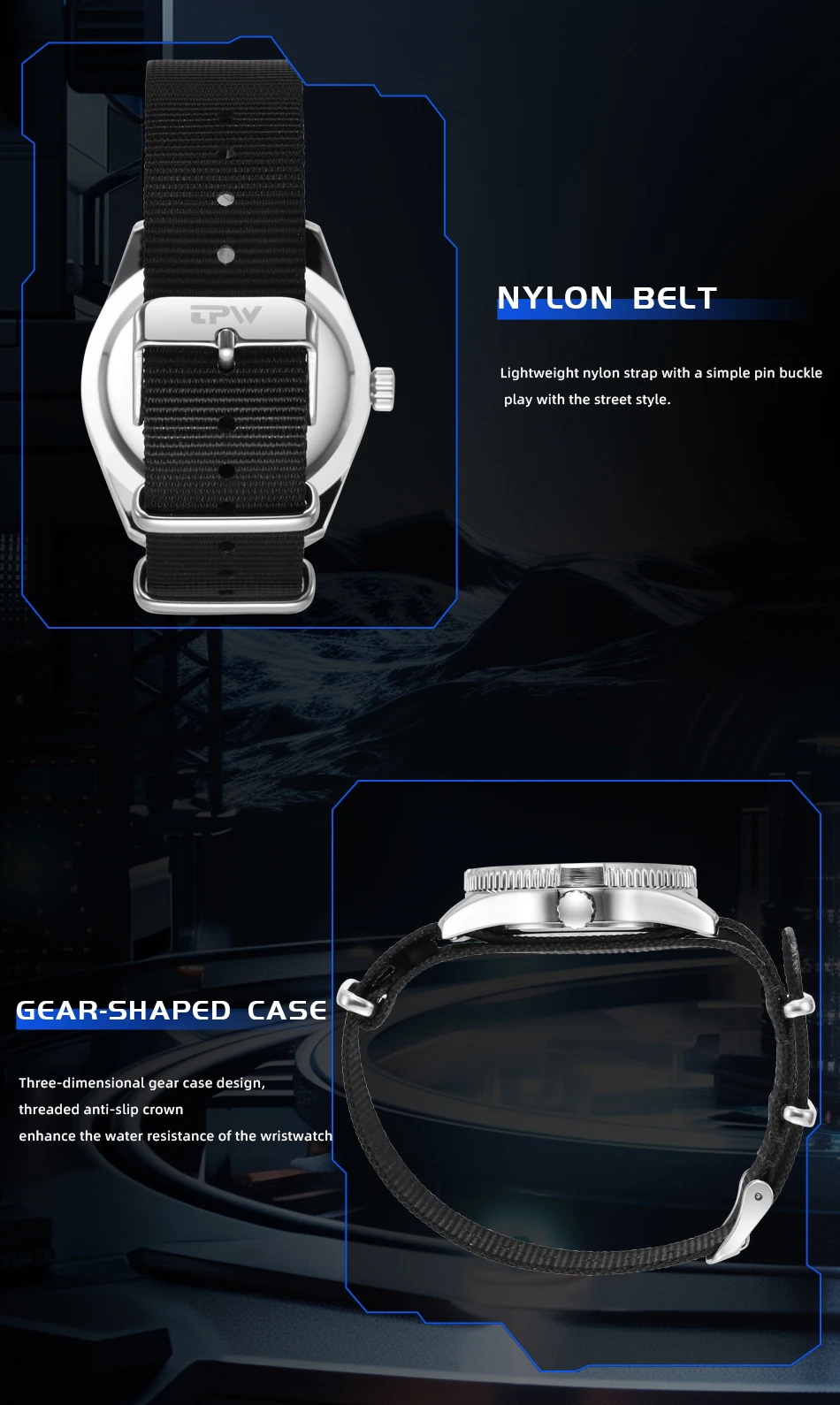 2026 TPW 40mm Field Watch - Easy Reading Fabric Strap Quartz Movement with Luminous Rotating Bezel Date & Day Functions