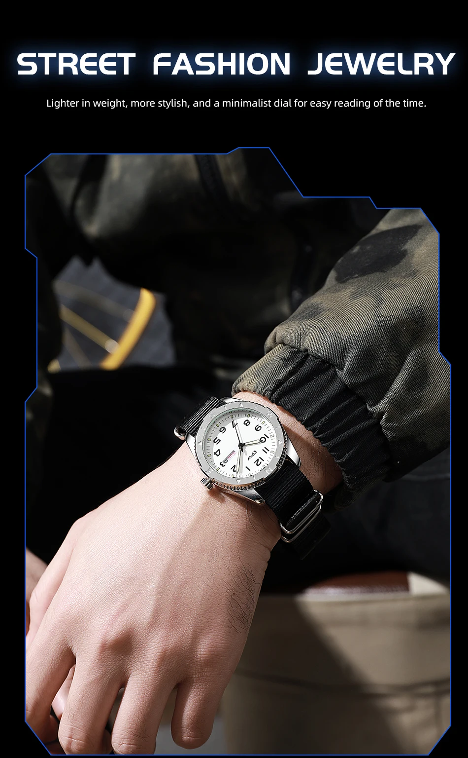 2026 TPW 40mm Field Watch - Easy Reading Fabric Strap Quartz Movement with Luminous Rotating Bezel Date & Day Functions