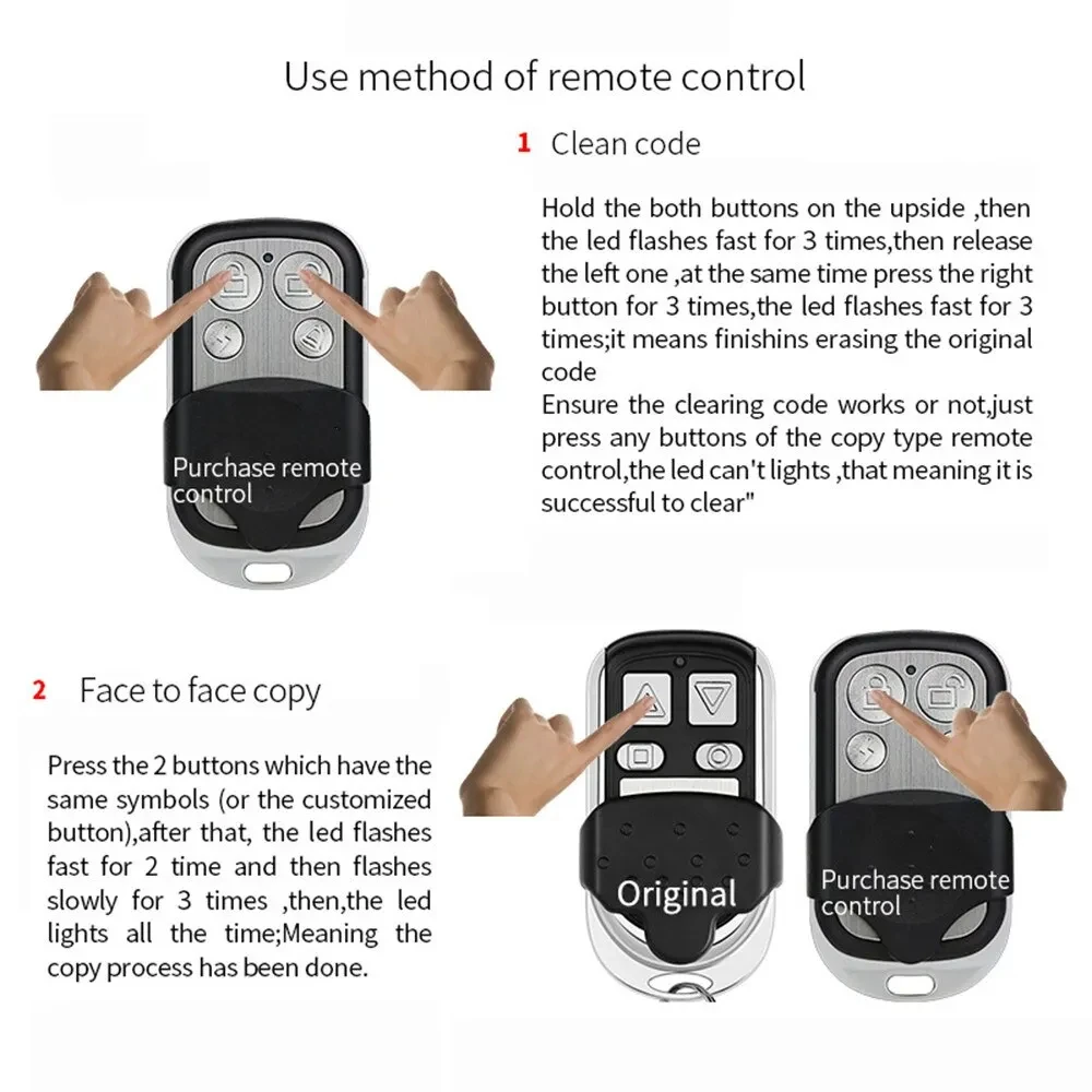 4Button 433MHz Universal Metal Push Button Remote Control Transmitter ABCD / Lock Unlock 4 Buttons Garage Door Opener Remote