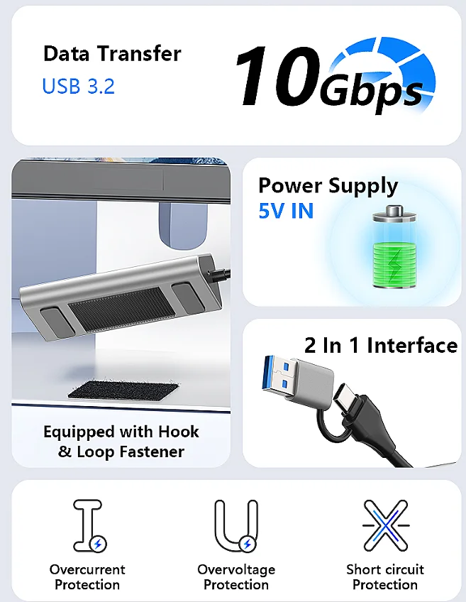 Blueendless Aluminium 10Gbps USB3.2 Gen2 4/10port HUB Docking Station USB-C USB-A Type C Splitter Adapter for PC Laptop macbook