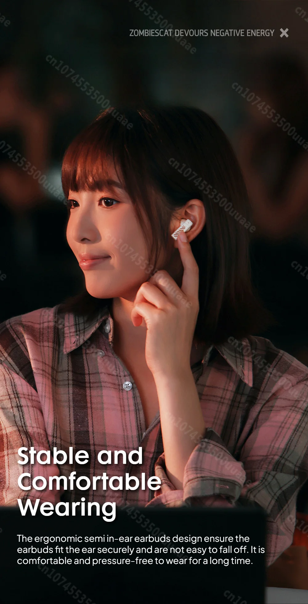 Zombies Cat B8 TWS Wireless Earbuds Necklace Design Bluetooth 5.4 Headphone ENC Call Noise Reduction Wireless Earphones with Mic