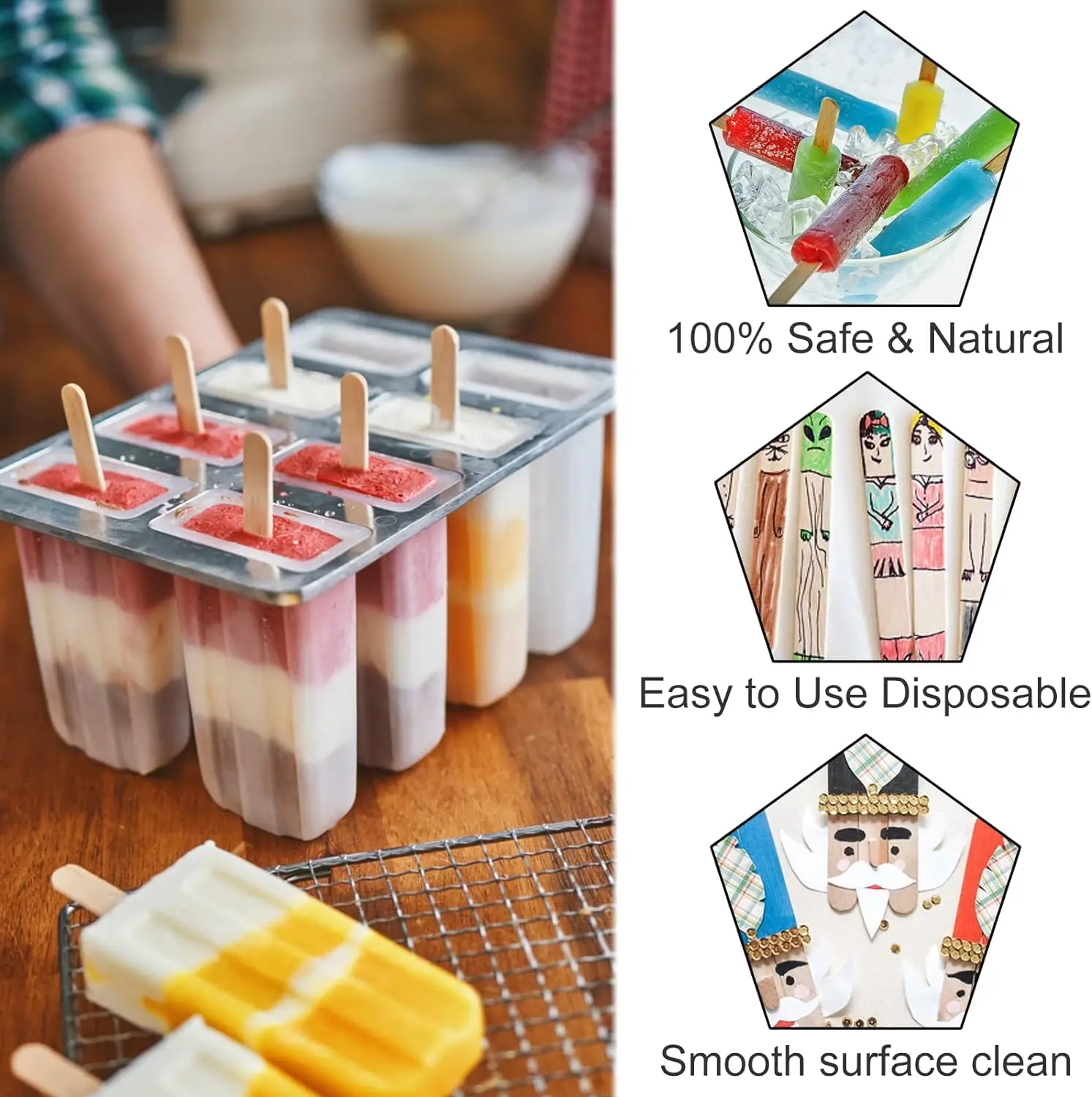 50/100/150Pcs 10cm Wooden Resin Epoxy Stirring Stick Popsicle Ice Cream Stick Handmade Tool DIY Home Art Classroom Supplies